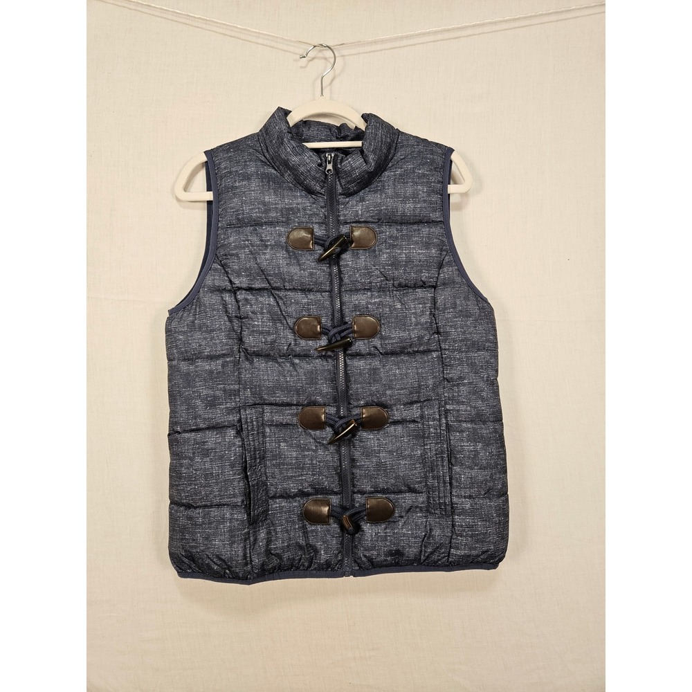 RuffHewn Mens Blue Textured Puffer Vest Toggle Zip Mock Neck Size M 3367